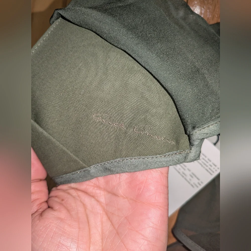 B3. NWT RICK OWENS SILK LONG MASK IN GREEN
